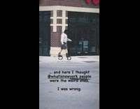 Guy Crosses Street in Jumping Shoes 