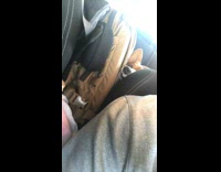 Brown dog corgi with head between seats with teeth out looking stupid funny