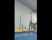 Man fails acrobatic flip and falls into foam pit