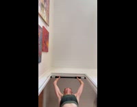 Old woman uses pull up bar falls