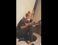 Girl white gauze bandage on chin injury 