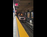 Collab Subway Creatures - Truck moves on the subway railway track