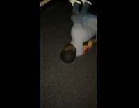 Drunk guy laying on road runs away 