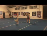 Girl flips across blue mat fail gymnastics