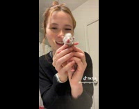 Collab BitchIG2 - Girl in black shirt holding little kitten baby in hand