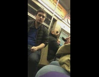 Guy does magic tricks on subway, makes coin disappear with a green Sharpie