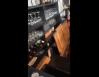 Bartender falls on floor door