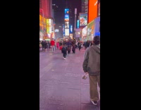 Women group dance video shoot Times Square