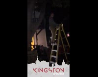 Guy climbs yellow ladder falls on back 