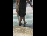 Collab winy - Black dress lady lizard leash splash pad 