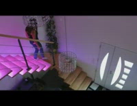 Stairs light up when the woman walks on it