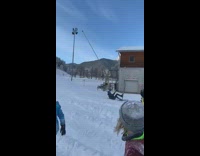 Guy on skis jumps and falls fail 
