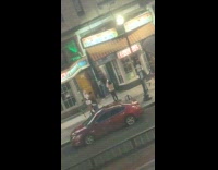 girl night time in front of bar