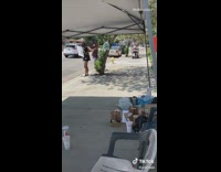 Guy on mobility scooter runs over drinks 