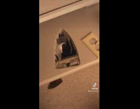 Girl forgets to turn off iron fail