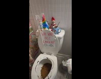Hot chocolate in toilet prank