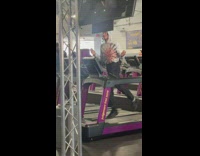 Guy having a good time running on treadmill