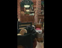 Girls pose in restaurant 