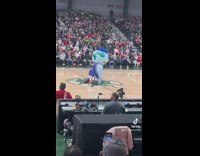 Big G mascot performs at basketball court 