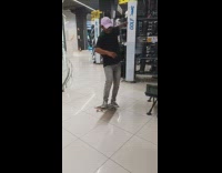 Guy ride skateboard then fall down floor