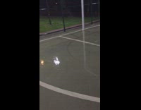 Man dribbles and attempts to shoot but slipped