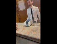 Desk personnel tell admiration to women guest