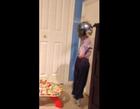 Kid hits switch with toy got scared