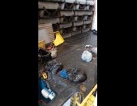 Dirty and Greasy Escalator without Steps Under Maintenance