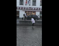 Guy white sleeves dance bottle water canal