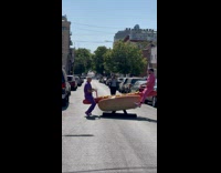 Collab winy - Two guys ride on hotdog see saw