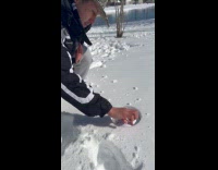 Man makes perfect snowball with bowl