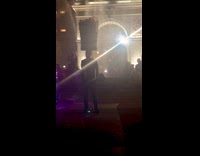 Guy dance with trash bin on head