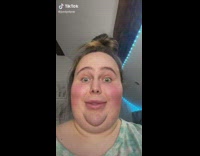 Woman does makeup transition to music 