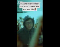 Grey sweater guy hears purge alarm party