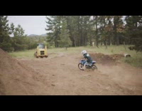 Collab SendItOfficiall - Guy falls orange dirt bike scares kid