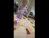 Random little girl hits girl on leg 