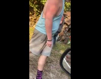 Girl gets hit flying wood chip