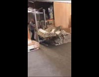 Egg carton stacks fall off forklift fail 