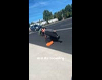 Guy rides skateboard fell down the ground