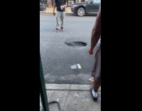 Collab WINY - Fork inside sink hole on street pavement