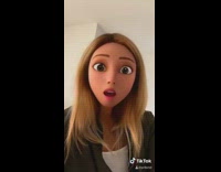 Girl puts on disney princess face filter surprise 