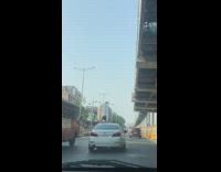 Collab IITW - Woman dance at opened white BMW car roof road Part 1