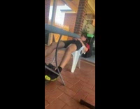 Guy falls off white chair