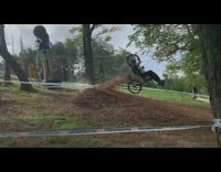 Biker crashes and flips on trail 