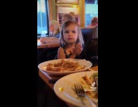 Kids gets shy at restaurant 