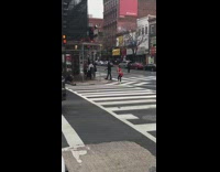 Girl chinese shirt fan  dance street pedestrian