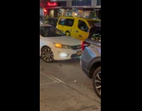 Couple fighting and arguing on street 