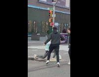 4 Guys Cheer after Spilling Drink on Themselves in Street 