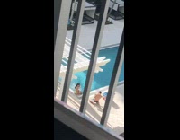 Girl green bikini swimming pool Instagram boyfriend