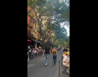 Restaurant tables fill parking spaces on Saturday